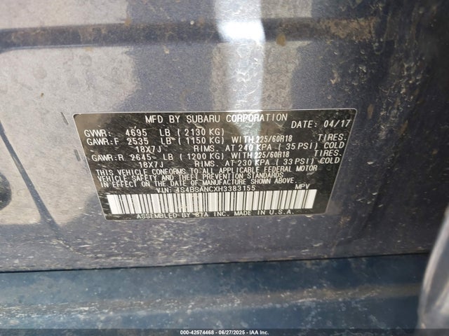 Subaru u5 2017 4S4BSANCXH3383155 Image 9