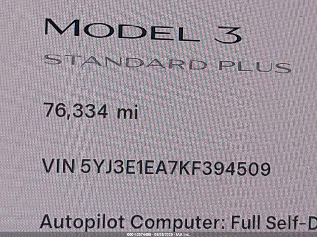 5YJ3E1EA7KF394509 Tesla 2019