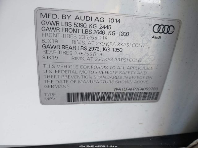 2015 AUDI Q5 WA1LFAFP7FA059789 Photo 8