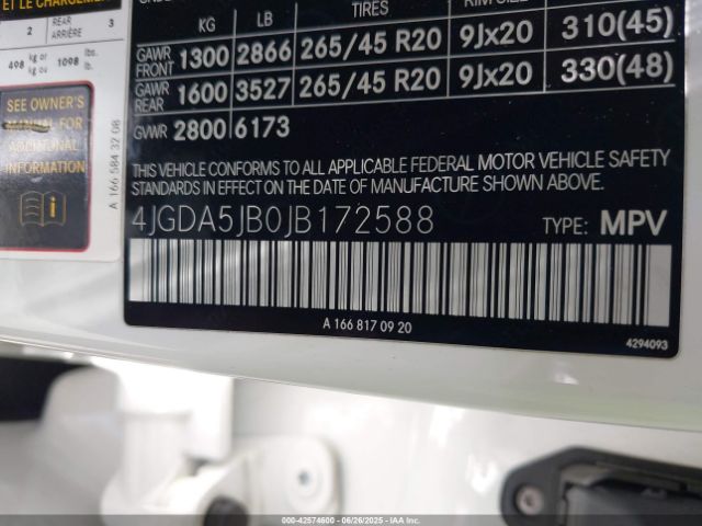 4JGDA5JB0JB172588 Mercedes-Benz m276
