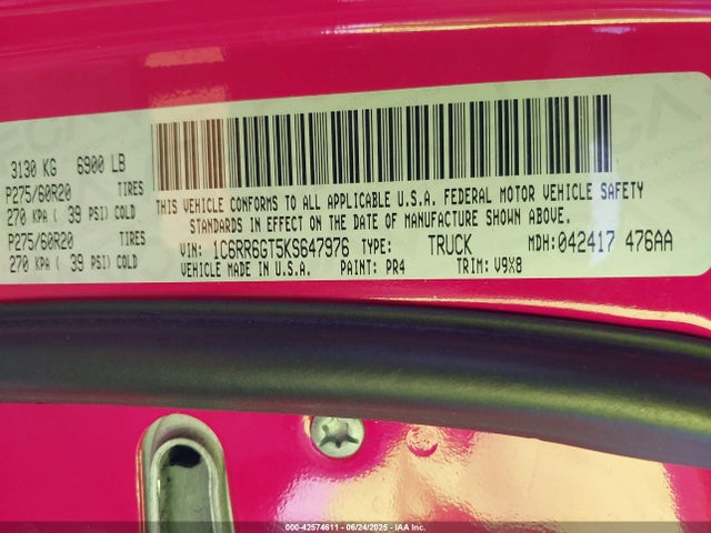 1C6RR6GT5KS647976 RAM 2019