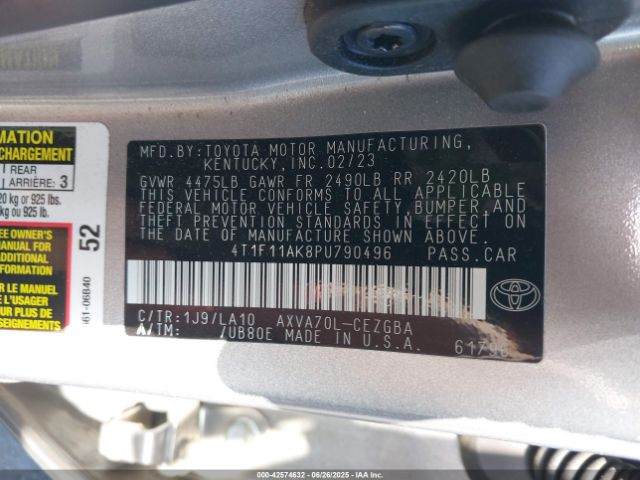 4T1F11AK8PU790496 Toyota a25a-fks