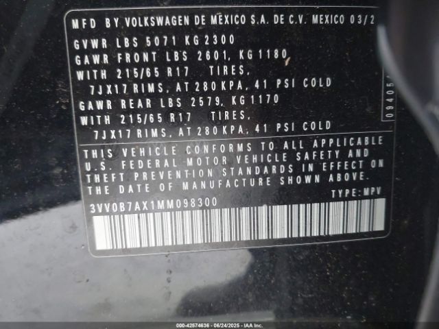 2021 VOLKSWAGEN TIGUAN 3VV0B7AX1MM098300 Photo 8