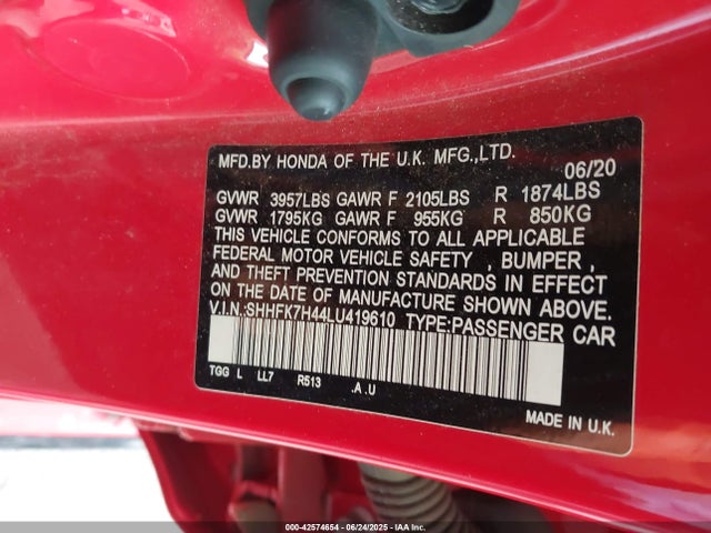 SHHFK7H44LU419610 Honda l15ba