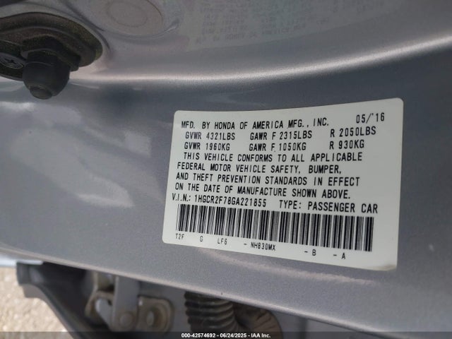 1HGCR2F78GA221855 Honda k24w1