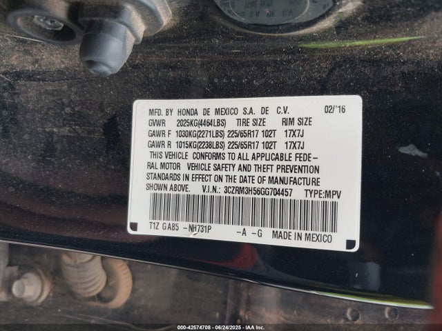 3CZRM3H56GG704457 Honda k24w9/k24v1