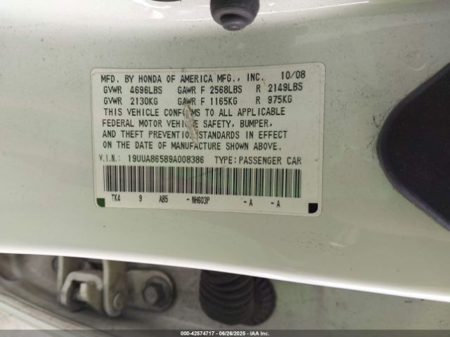 2009 ACURA TL 19UUA86589A008386 Photo 8