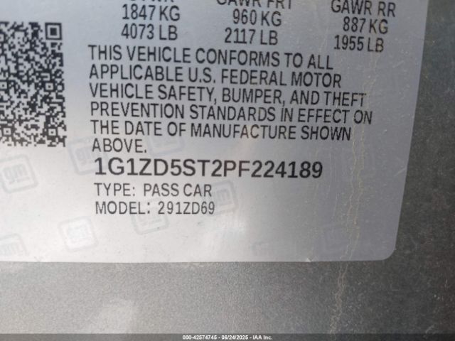 1G1ZD5ST2PF224189 Chevrolet lfv