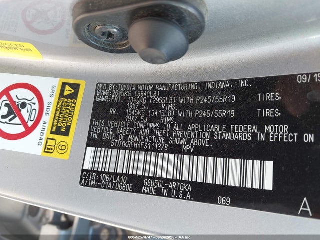 5TDYKRFH4FS111378 Toyota 2gr-fe