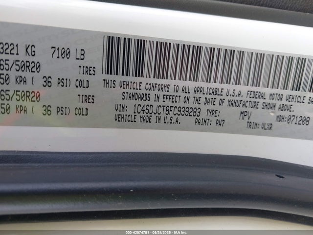 Dodge Durango 2015 1C4SDJCT8FC939283 Image 9