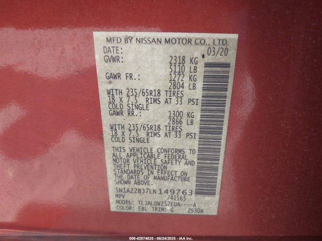 5N1AZ2BJ7LN149763 Nissan 2020
