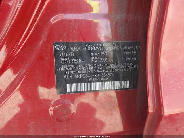 Hyundai mpi nu 2018 5NPD84LFXJH384875 Image 9