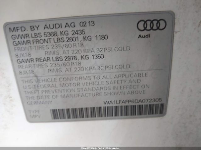 2013 AUDI Q5 WA1LFAFP6DA072305 Photo 8