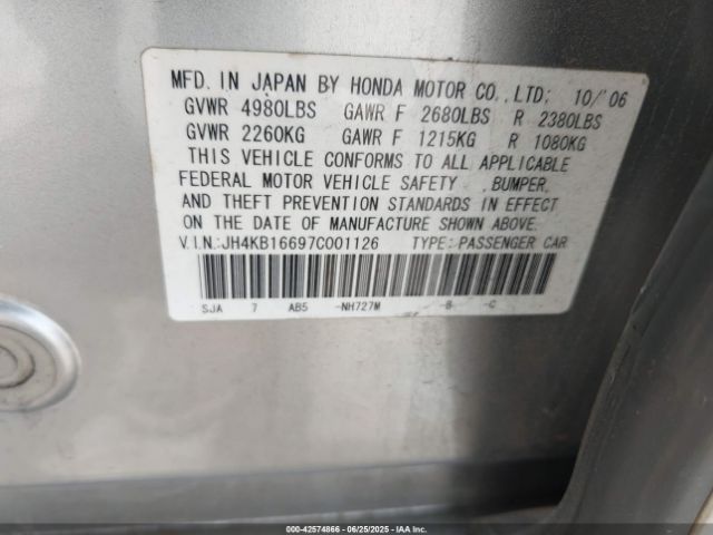 2007 ACURA RL JH4KB16697C001126 Photo 8