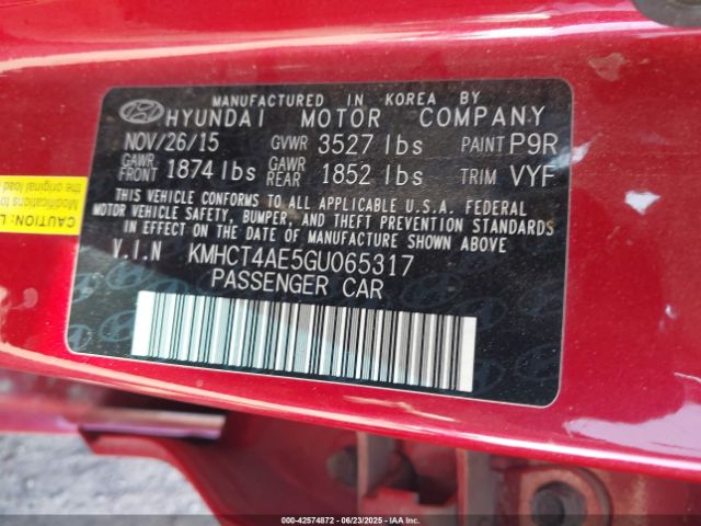 KMHCT4AE5GU065317 Hyundai dohc gdi gamma