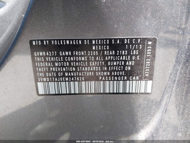 3VWD17AJ0EM247826 Volkswagen 2014
