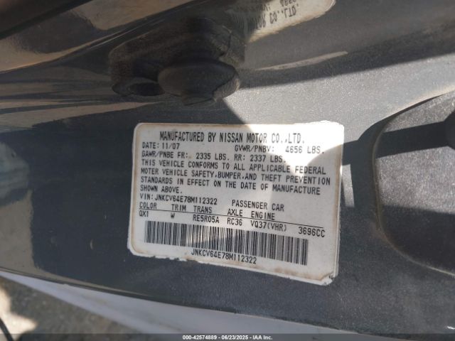 2008 INFINITI G37 JNKCV64E78M112322 Photo 8