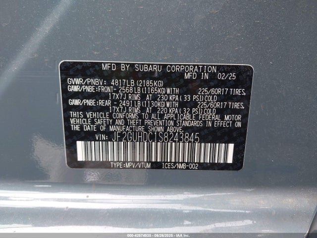 JF2GUHDC1S8243845 Subaru na