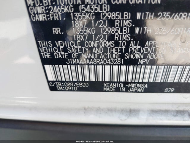 JTMAAAAA8RA043281 Toyota 1xm motor