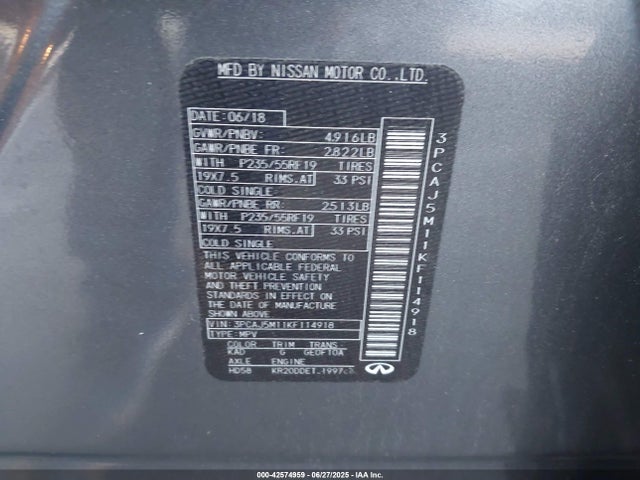 Infiniti 2019 2019 3PCAJ5M11KF114918 Image 9