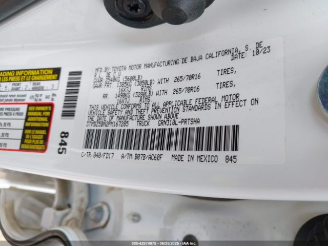 3TMDZ5BN2PM167285 Toyota 2gr-fks