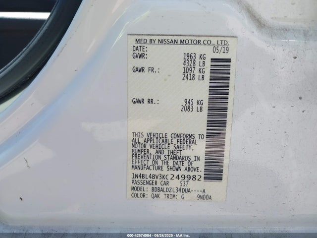 1N4BL4BV3KC249982 Nissan 2019