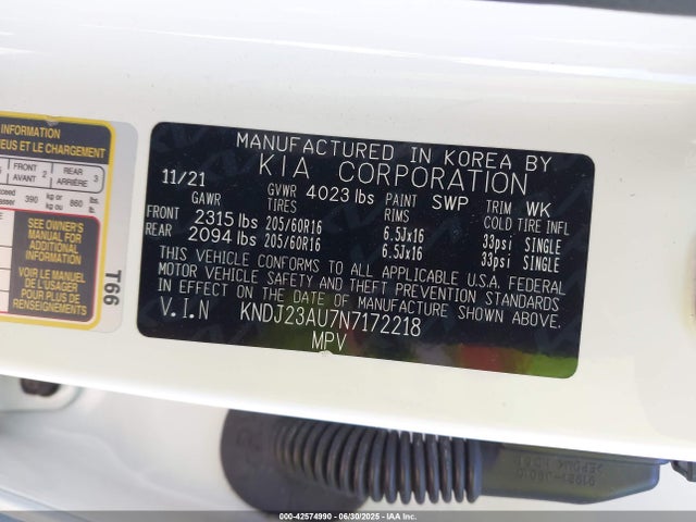 KNDJ23AU7N7172218 KIA mpi nu