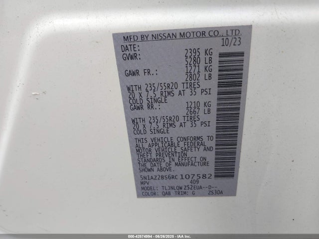 Nissan 2024 2024 5N1AZ2BS6RC107582 Image 9