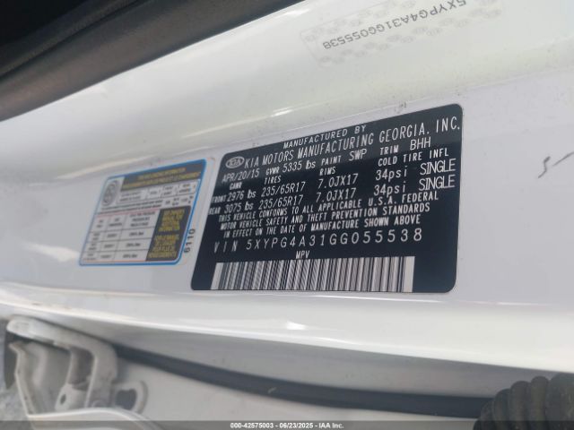 5XYPG4A31GG055538 KIA dohc gdi theta ii