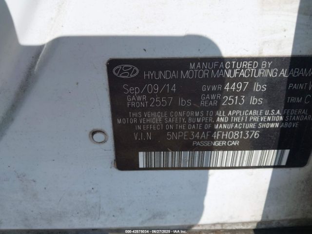 2015 HYUNDAI SONATA 5NPE34AF4FH081376 Photo 8