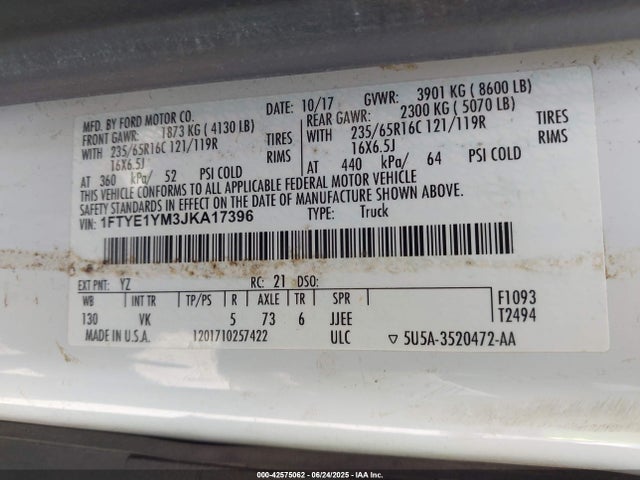 1FTYE1YM3JKA17396 Ford 2018