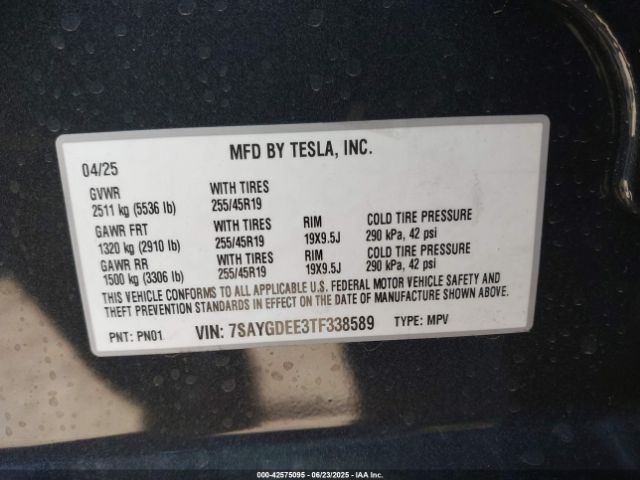 2026 TESLA MODEL Y 7SAYGDEE3TF338589 Photo 8