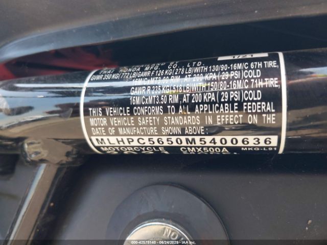 2021 HONDA CMX500 MLHPC5650M5400636 Photo 9