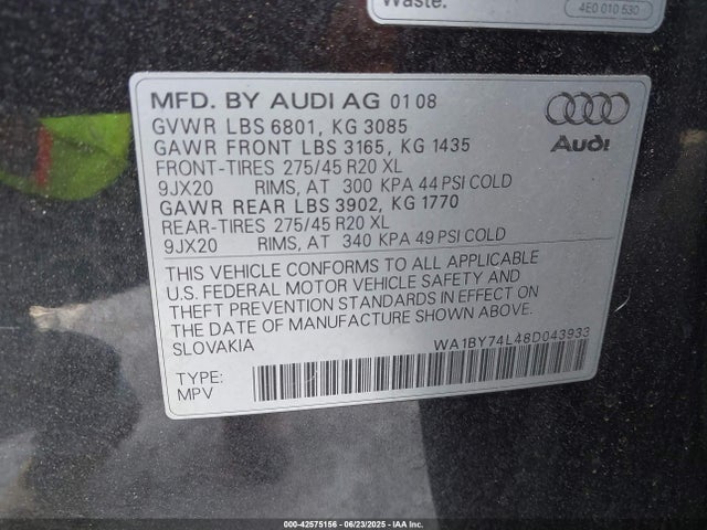 2008 AUDI Q7 WA1BY74L48D043933 Photo 8