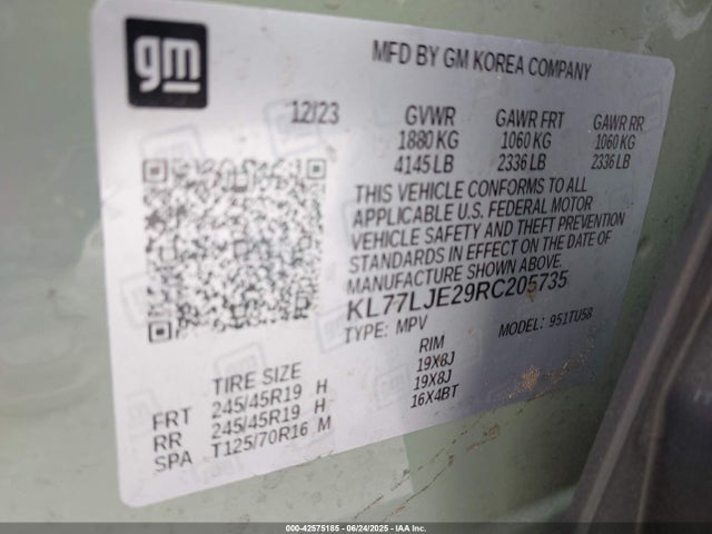 KL77LJE29RC205735 Chevrolet lih