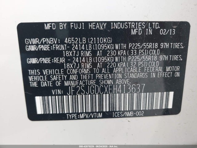 JF2SJGDCXEH413637 Subaru 2.5turbo u4