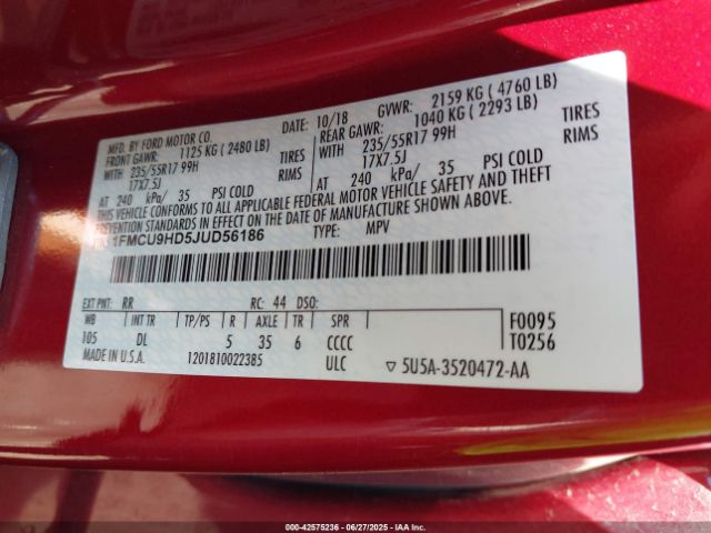 2018 FORD ESCAPE 1FMCU9HD5JUD56186 Photo 8