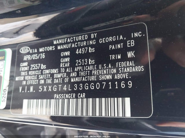 5XXGT4L33GG071169 KIA t-gdi theta ii