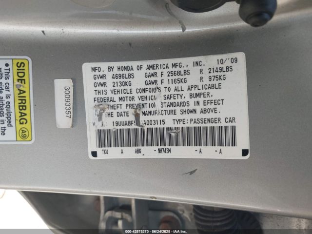 2010 ACURA TL 19UUA8F51AA003115 Photo 8