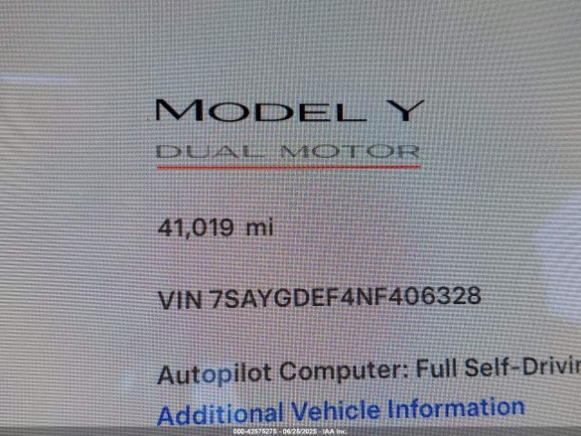 7SAYGDEF4NF406328 Tesla Model Y
