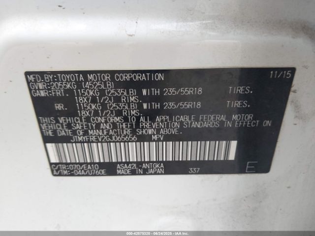 JTMYFREV2GJ065656 Toyota 2ar-fe