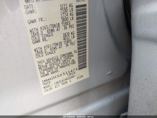Nissan 2020 2020 1N6AA1EE3LN511475 Image 9