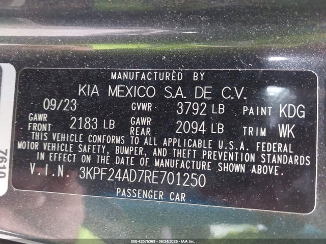 3KPF24AD7RE701250 KIA mpi nu