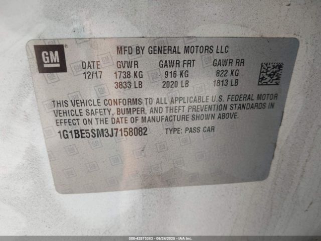 1G1BE5SM3J7158082 Chevrolet le2 -di: direct injection, vvt: variable valve timing, gen, alum