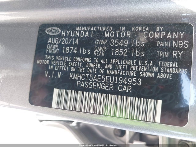 Hyundai dohc gdi gamma 2014 KMHCT5AE5EU194953 Image 9
