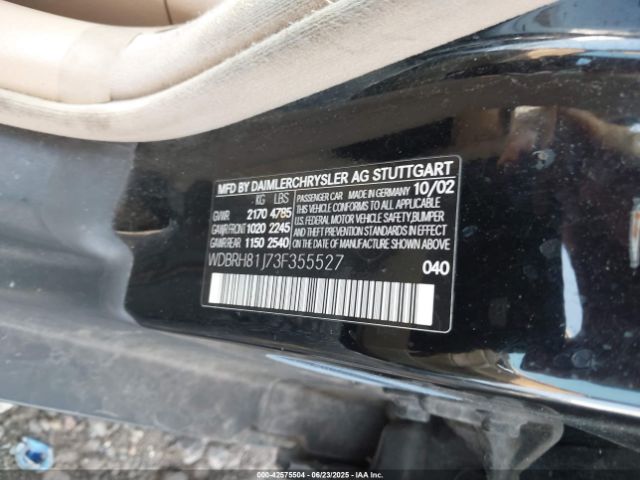 2003 MERCEDES-BENZ C 240 WDBRH81J73F355527 Photo 8