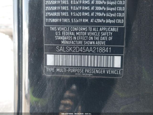 2010 LAND ROVER RANGE ROVER SPORT SALSK2D45AA218841 Photo 8