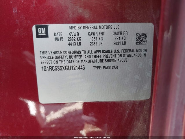 1G1RC6S5XGU121446 Chevrolet l3a - di, vvt, hybrid, gen 1