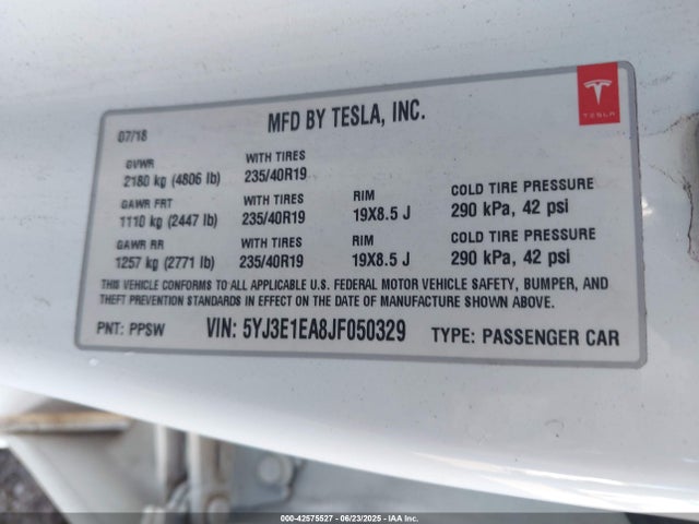 2018 TESLA MODEL 3 5YJ3E1EA8JF050329 Photo 8