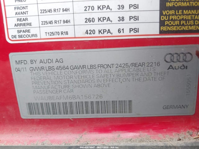2011 AUDI A3 WAUBEAFM6BA156726 Photo 8